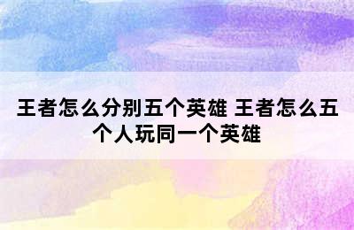 王者怎么分别五个英雄 王者怎么五个人玩同一个英雄